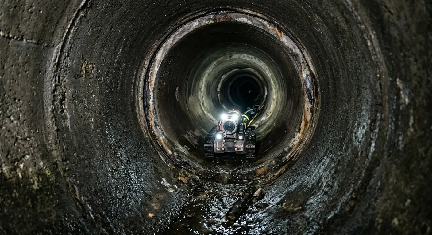 Robotic sewer camera inspecting pipe interior for Sewer Line Cleaning in Bellingham